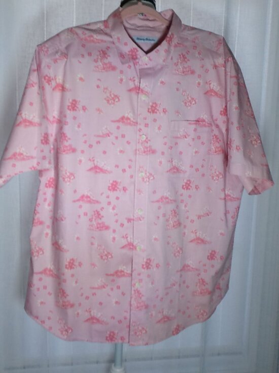 Tommy Bahama Other - TOMMY BAHAMA Men's Long Sleeve Collared Button-Up Pink w/ HawiIan Scenes XL